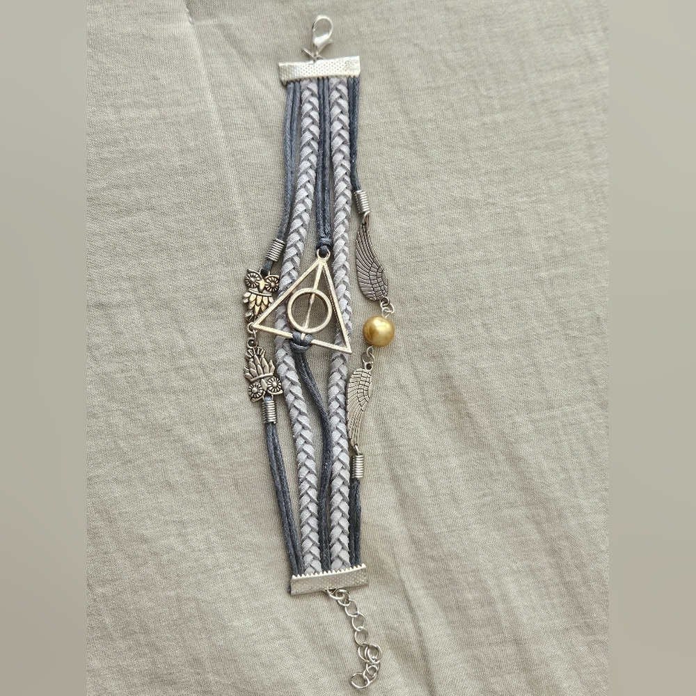 Harry Potter Silver and Gray Charm Bracelet | Deathly Hallows Bracelet
